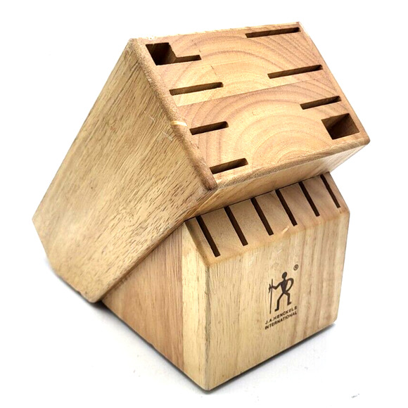 JA HENCKELS Wood Knife Block 14 Slot Kitchen Block Only 8.5x9.5x5.5" - Picture 11 of 11